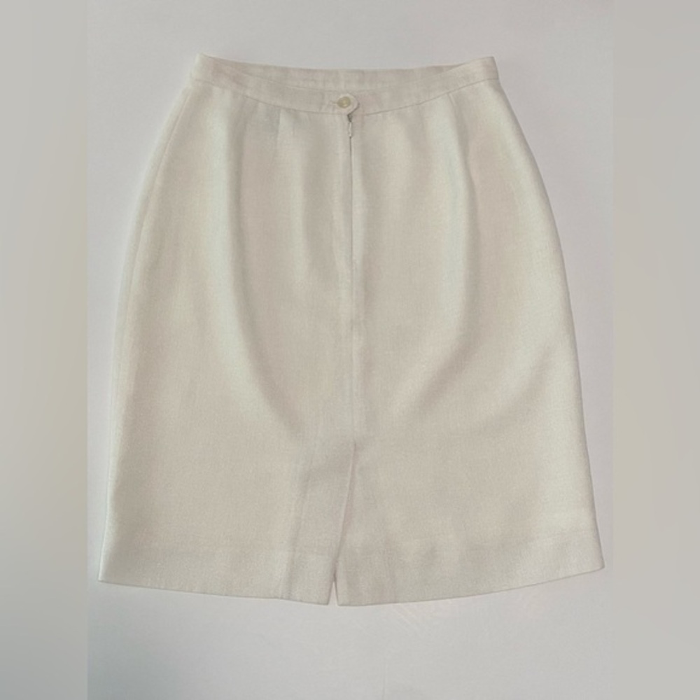 Vintage White Lined Pencil Skirt 8 Minimalist Office Capsule Wardrobe‎ Soft Girl - Picture 3 of 5